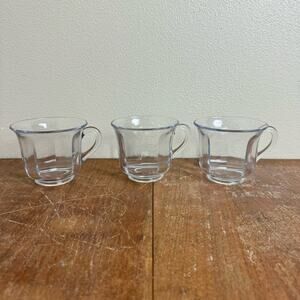 Imperial Glass‎ Company Clear Pressed Glass paneled Coffee Tea mugs Set of 3